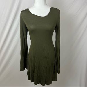 Olive Long Sleeve Skater Style Dress